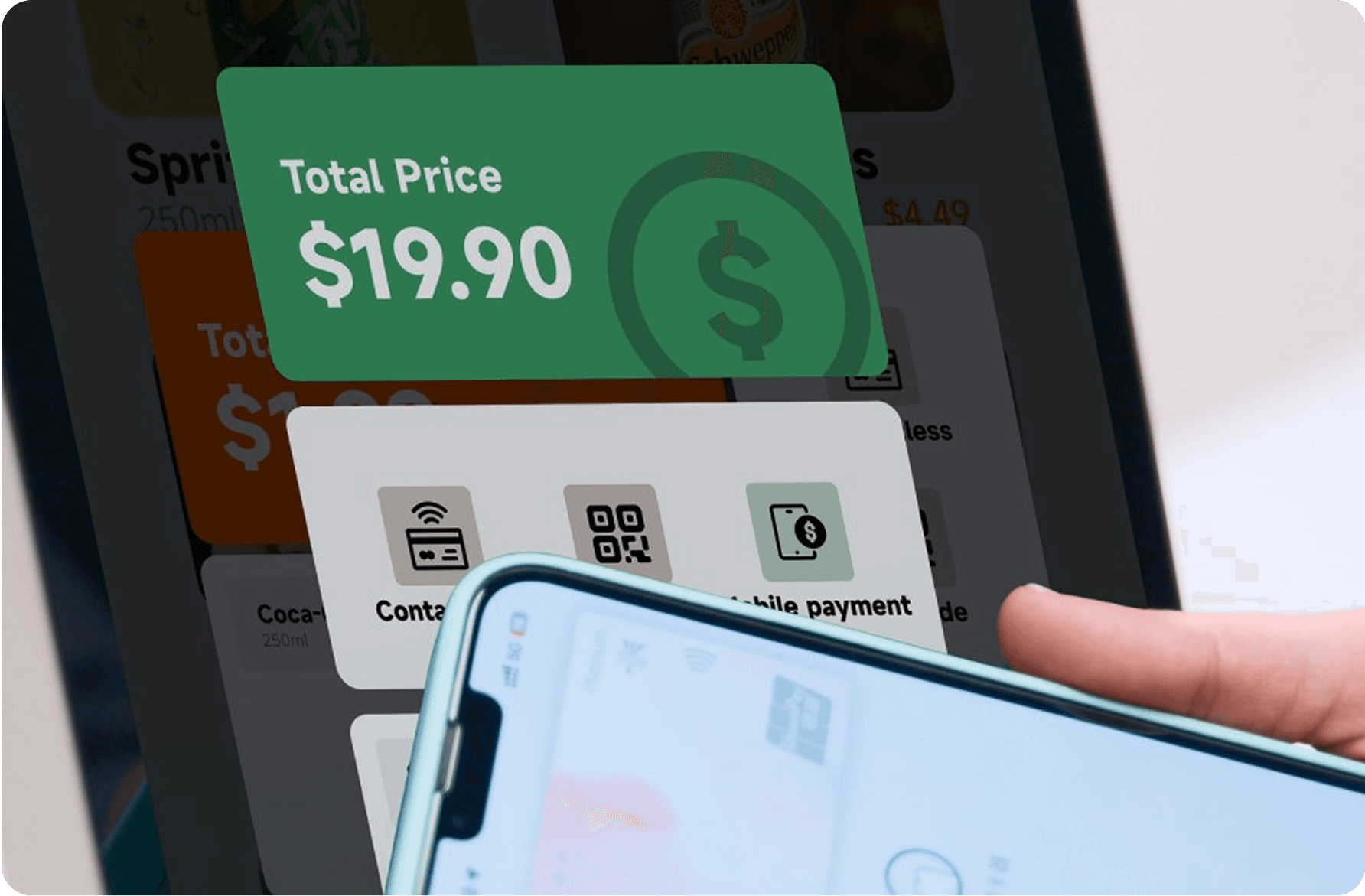 NFC on screen for SoftPOS 
payments.